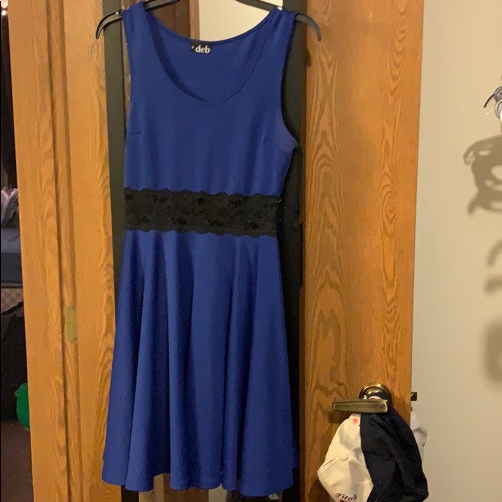 Blue dress with lace middle